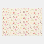 Pasen schattige doodle dieren en bloemen inpakpapier vel (Voorkant 3)