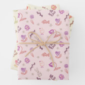 Pasen schattige doodle dieren en bloemen inpakpapier vel (In situ)