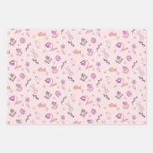 Pasen schattige doodle dieren en bloemen inpakpapier vel (Voorkant)