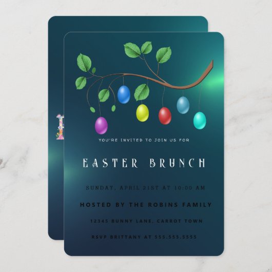 Pasen Schattige Eieren Uitnodiging (Voorkant / Achterkant)