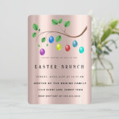 Pasen Schattige Golden Roos Eggs Invitation Kaart (Staand voorkant)