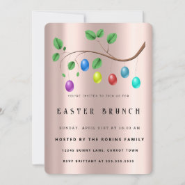 Pasen Schattige Golden Roos Eggs Invitation Kaart