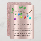 Pasen Schattige Golden Roos Eggs Invitation Kaart (Voorkant / Achterkant)