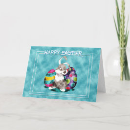 Pasen - Schattige konijn met eieren Feestdagen Kaart