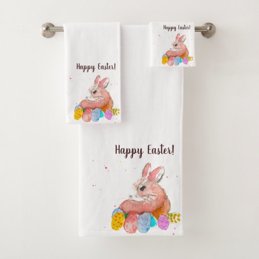 Pasen Schattige Konijnenkonijn Waterverf Eierschoo Bad Handdoek (Insitu)