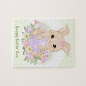 Pasen Schattige Konijntje Roze Paarse Ei Aangepast Legpuzzel (Horizontaal)