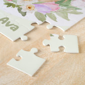 Pasen Schattige Konijntje Roze Paarse Ei Aangepast Legpuzzel (Zijkant)