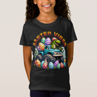 Pasen-sfeer Dino in monstertruck met paasei T-shirt