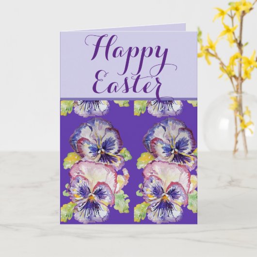 Pasen Shabby  Viola Lavender Spring floral Kaart (Gele Bloem)