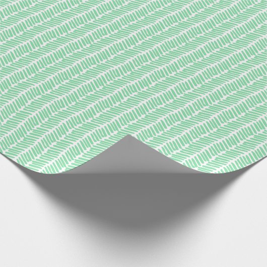 Pasen Shamrock Mint Groen Wit Zigzag Stripes Cadeaupapier (Hoek)
