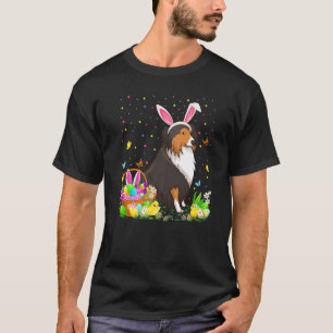 Pasen Sheltie Dog Bunny Egg Hunting Sheltie Easte T-shirt