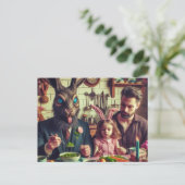 Pasen Snoep Avondmaal Horror Konijn Briefkaart (Staand voorkant)