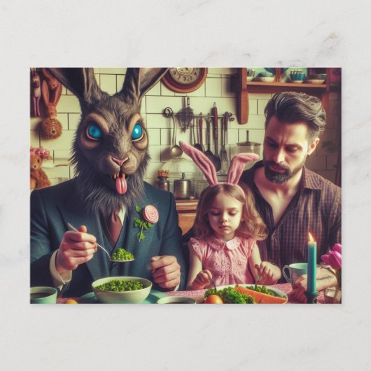 Pasen Snoep Avondmaal Horror Konijn Briefkaart (Voorkant)