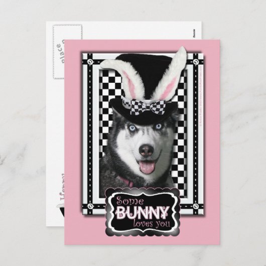 Pasen - Sommige konijn houdt van je - Husky Feestdagenkaart (Voorkant / Achterkant)