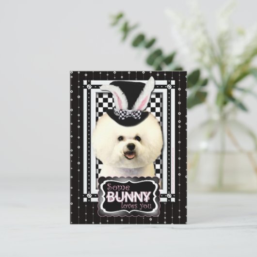 Pasen - Sommige konijntjes houden van je - Bichon  Feestdagenkaart (Staand voorkant)