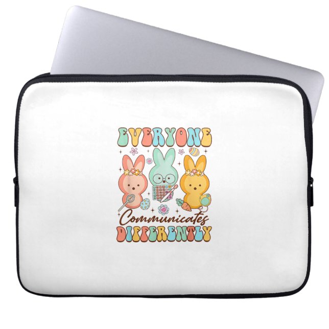Pasen Spraaktherapie SLP Iedereen Communiceert Di Laptop Sleeve (Voorkant)