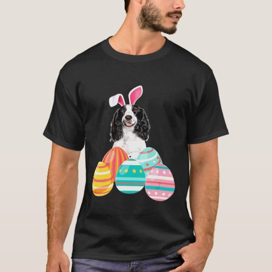 Pasen Springer Spaniel Bunny Ears Funny T-shirt (Voorkant)