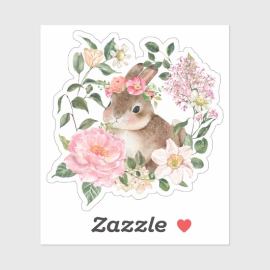 Pasen Sticker Gift Label Bunny Spring Flowers (Vel)