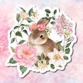 Pasen Sticker Gift Label Bunny Spring Flowers