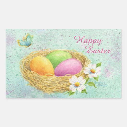 Pasen Stickers gekleurde eieren in nesten (Voorkant)