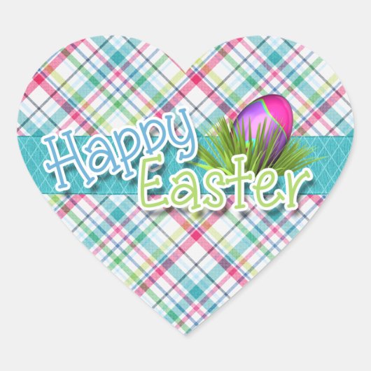Pasen - Stripe Patroon voor "Happy Easter" Hart Sticker (Voorkant)