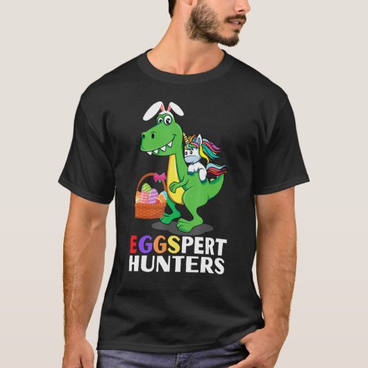 Pasen T Rex Dinosaur Bunny Unicorn Egg Hunt Kinder T-shirt (Voorkant)