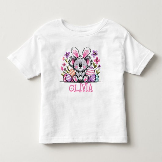 Pasen T-Shirt Aangepaste Naam Meisjes Koala Bunny (Voorkant)
