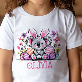 Pasen T-Shirt Aangepaste Naam Meisjes Koala Bunny