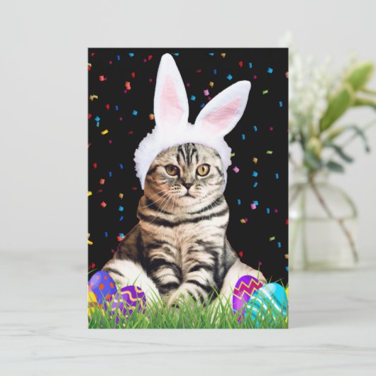 Pasen Tabby Kat Feestdagenkaart (Staand voorkant)