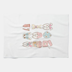 Pasen Tandartsassistent Tandarts Konijn T-Shirt Theedoek