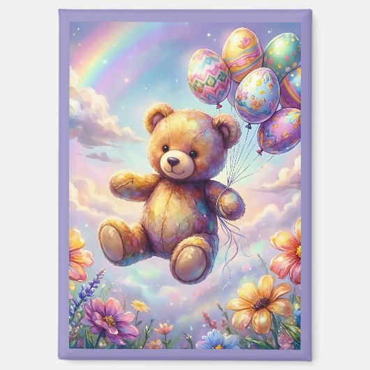 ~ PASEN Teddy Bloemen Eieren~  Magneet (Voorkant)
