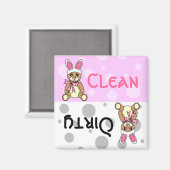 Pasen Teddybeer Schoon Vuil Vaatwasser Magneet (Voorkant / Achterkant)