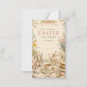 Pasen Thee Partij Uitnodiging, Vintage Bloemen Notitiekaartje