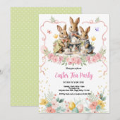 Pasen Thee Party Uitnodiging. Lieve Waterverf Koni Kaart (Voorkant / Achterkant)