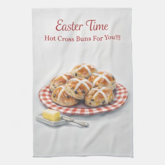 Pasen Theedoek | Hot Cross Buns Keukencadeau (Verticaal)