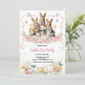 Pasen Theepartij Uitnodiging. Schattige Waterverf  Kaart (Staand voorkant)
