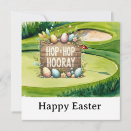 Pasen thema voor golfer op groen gras feestdagenkaart