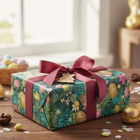 Pasen Tropische lente bladeren strand Cadeaupapier