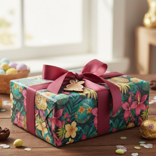 Pasen Tropische lente bladeren strand Cadeaupapier