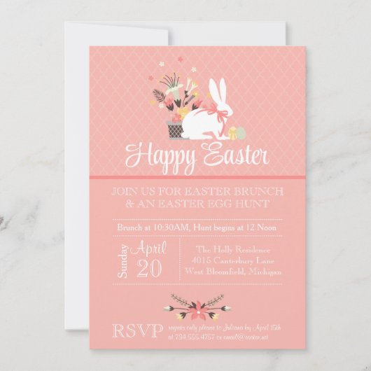 Pasen uitnodigen, paastante uitnodigen kaart (Voorkant)