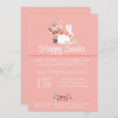 Pasen uitnodigen, paastante uitnodigen kaart (Voorkant / Achterkant)