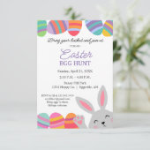 Pasen Uitnodiging Cute Bunny Mooie Eieren (Staand voorkant)