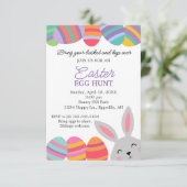 Pasen uitnodiging Cute Bunny Pretty Eieren (Staand voorkant)
