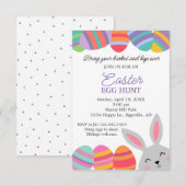 Pasen uitnodiging Cute Bunny Pretty Eieren (Voorkant / Achterkant)