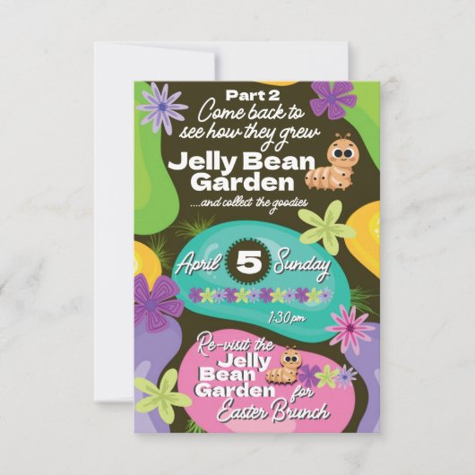 Pasen Uitnodiging Jelly Bean Tuinfeest Deel 2 (Voorkant)