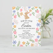 Pasen uitnodiging leuk konijn voor brunch (Staand voorkant)