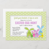Pasen uitnodiging met een menigte konijnen Eierzoe (Voorkant / Achterkant)