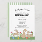 Pasen uitnodiging met leuke konijnen Eierzoektocht (Voorkant / Achterkant)