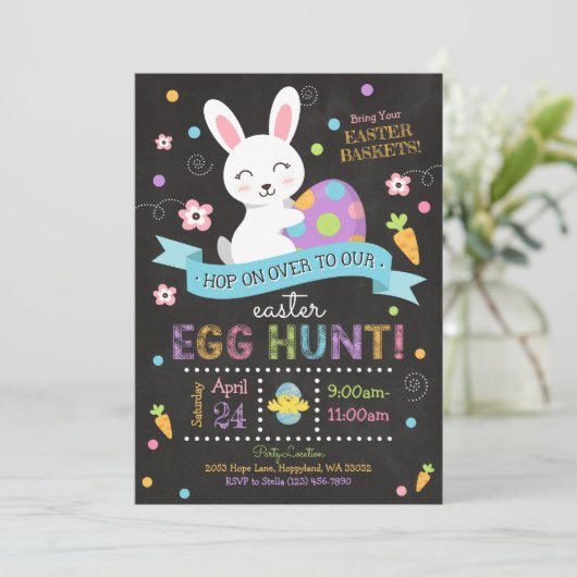 Pasen Uitnodiging, Paaseieren Jacht Feestje Kaart (Staand voorkant)