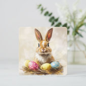 Pasen Vakantiekaart Schattige Konijn Feestdagenkaart (Staand voorkant)